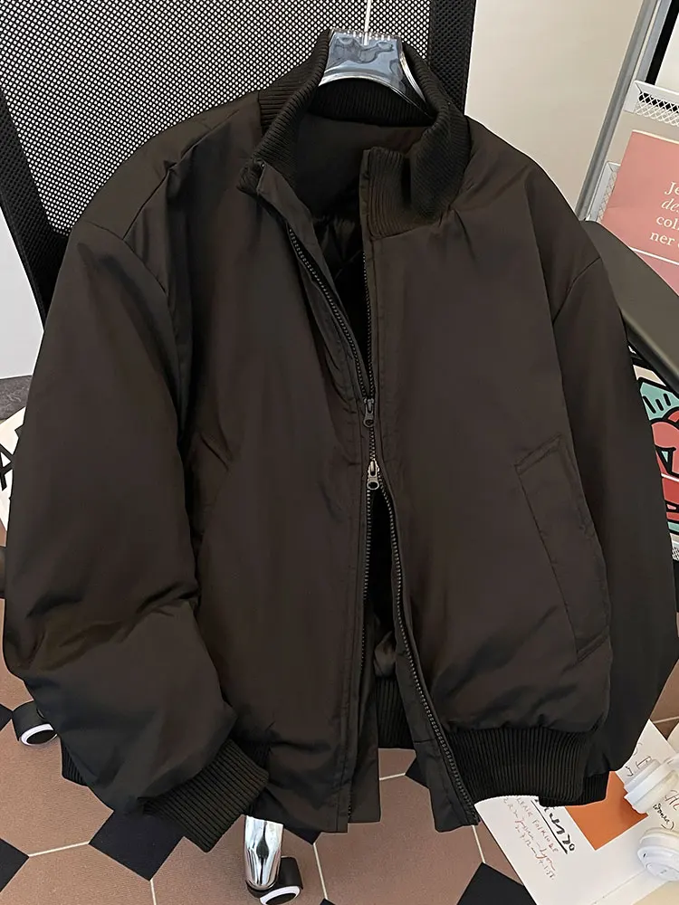 Гонконгское пальто с воротником-стойкой и хлопковой подкладкой мужское зимнее