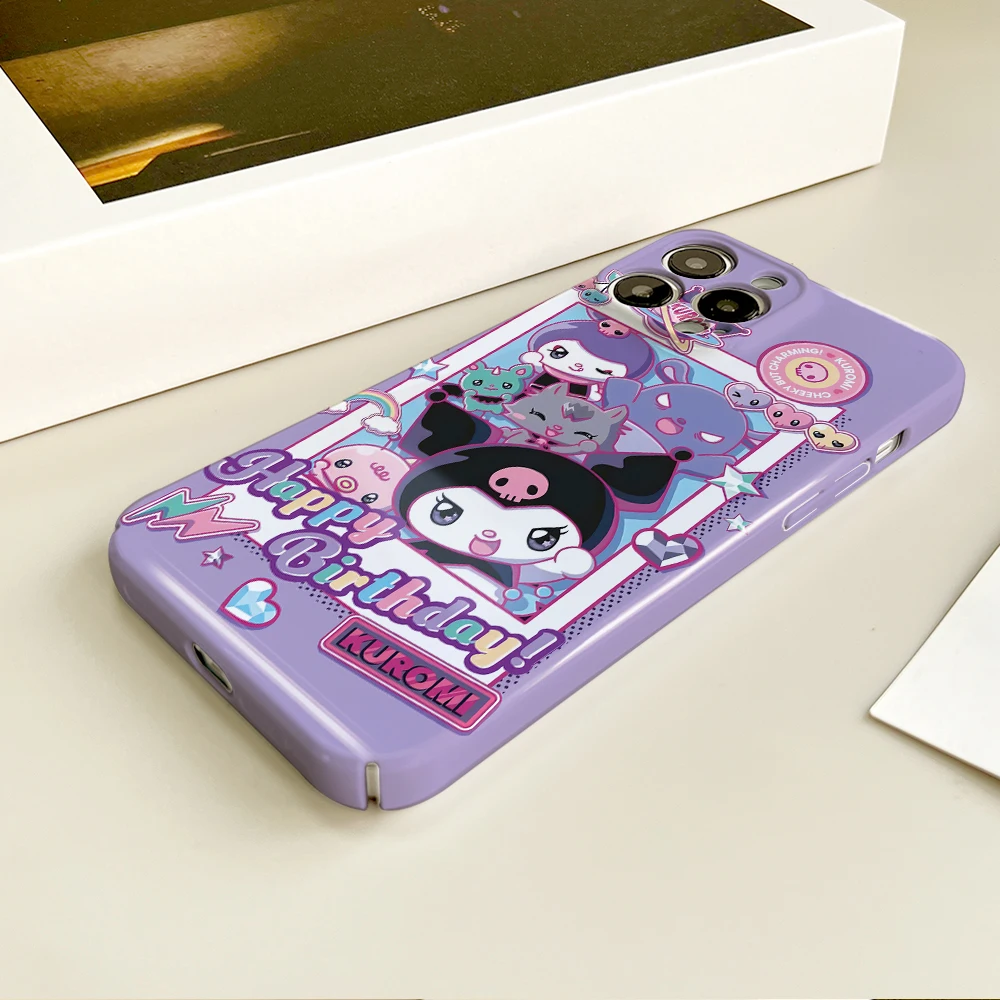 Милый мультяшный фиолетовый чехол для телефона ANIME K-Kuromi для IPhone 16, 15, 14, 13, 12, 11 Plus Pro Max Mini, глянцевый HD, твердый чехол, пленочный корпус (art.: 3920cd8e47c8d) - 3920cd8e47c8d
