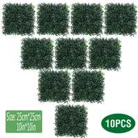 10pcs Artificial Plants Grass Wall Backdrop Flowers wedding Boxwood Hedge Panels for Indoor/Outdoor Garden Wall Decor 25x25cm