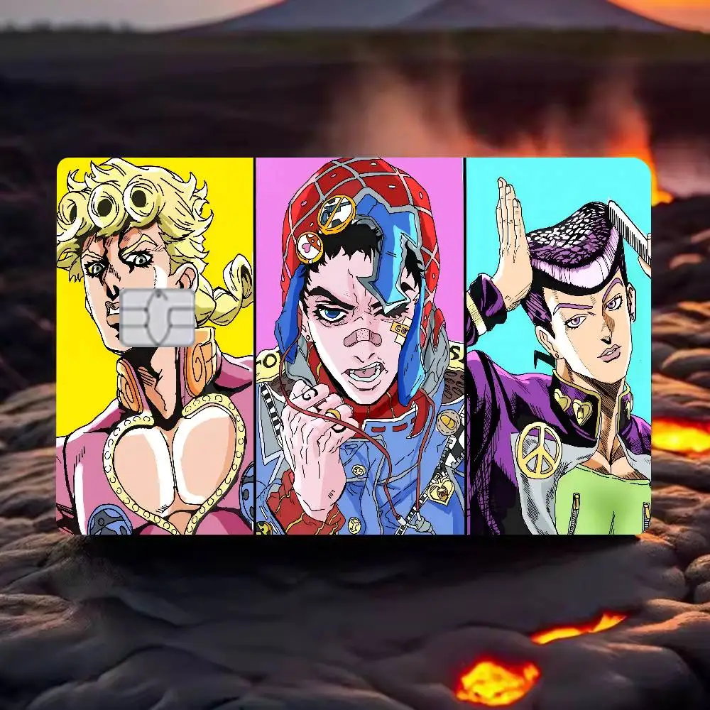 Фото Аниме JoJo Bizarre Adventure Game Film Cover Наклейка Чехол для маленького чипа Кредитная дебетовая карта Передняя сторона 1 комплект из 4 шт. №2