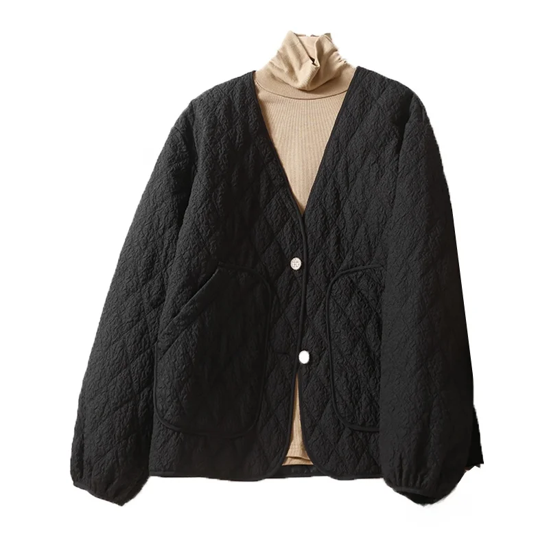 Одежда с хлопковой подкладкой в виде ромба. Женская одежда. Короткая зимняя новая