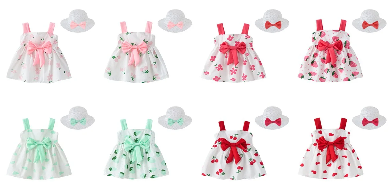 New Summer Baby Girl Dress Bow Cute Print A-line Princess Dress Baby Girl Clothes Summer Dress