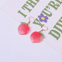 red peach dangle earrings for women girls 2022 new design fruit drop earring party birthday wedding school cute jewelry