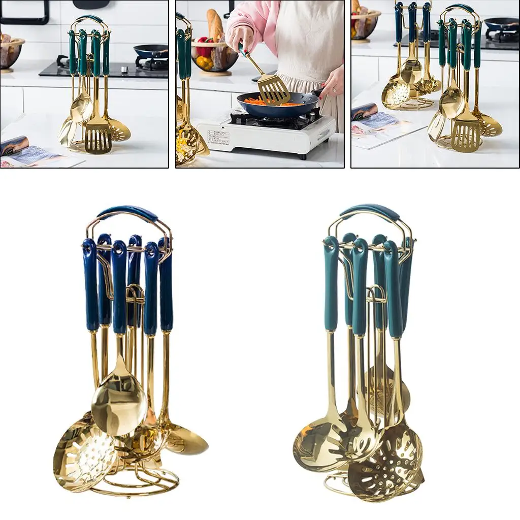 

Cooking Utensils Set with Rotating Stand Kitchen Cooking Spatula Cookware