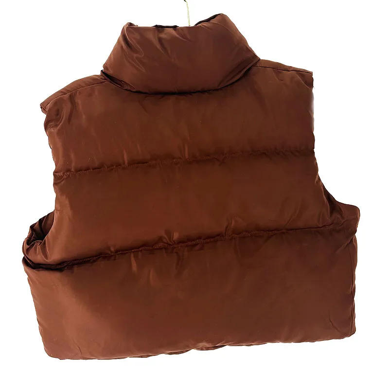 Модные осенние хлопковые жилеты с воротником-стойкой женские элегантные