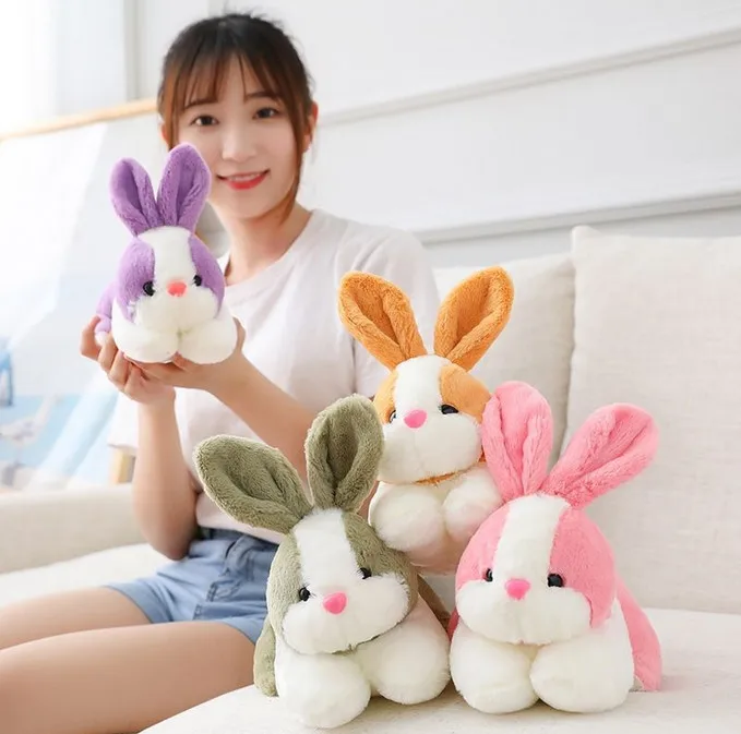 

2022 Rabbit Plush Toy with Fluffy Soft Ears Cute Kids Baby Gift Bunny Stuffed Animal Huggable Easter Festival Decoration 22CM