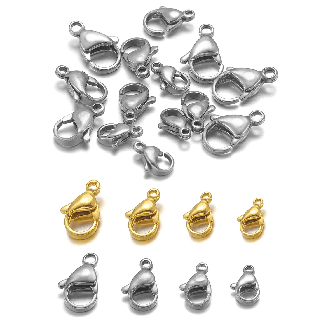 

20pcs 9-12mm Stainless Steel Lobster Clasps For Bracelet Necklace Gold Color Chain Claw End Connector Clasp DIY Jewelry Making