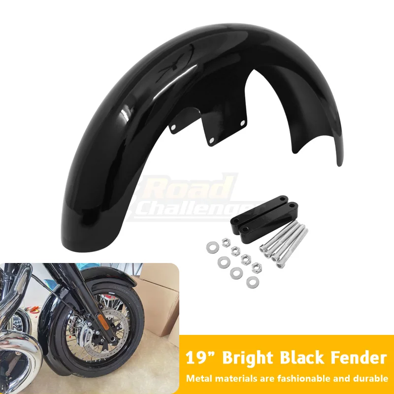 

Motorcycle Bright Black 19" Wheel Wrap Front Fender For Harley Touring Electra Road Glide CVO Tri FLHR Custom Baggers