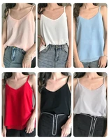 junefoxwomens double layer chiffon tank top sling korean version of the summer sleeveless v neck loose large size bottoming top