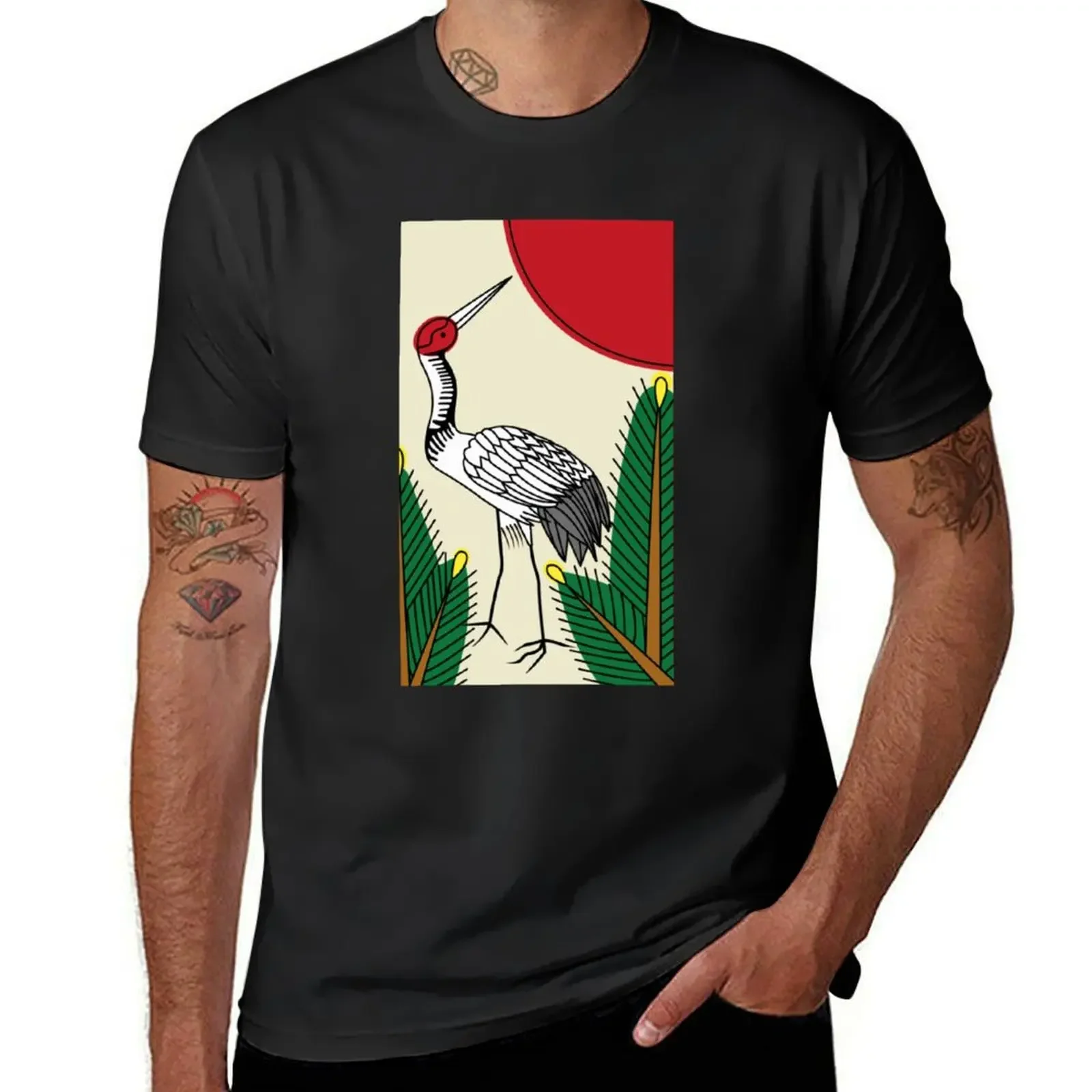 Битва цветов (Hanafuda/Hwatu) - январь (Кран и Солнце) футболка аниме корейские модные