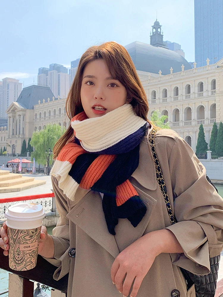 Модный женский милый зимний шарф из искусственного кашемира в стиле ретро теплый