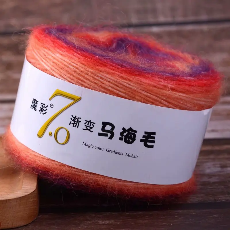 

50g High Quality Magic Color Gradual Angola Amorous Mohair Wool Yarn Plush Fine Wool Crochet Hand Knitting Yarn Silk Material