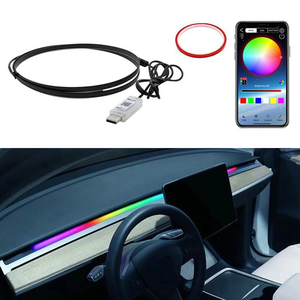 

For Tesla Model 3 RGB Dreamcolor Car Light Strip APP Symphony Car Ambient Light Highly Flexible Car Inner Decoration Lamp Strip