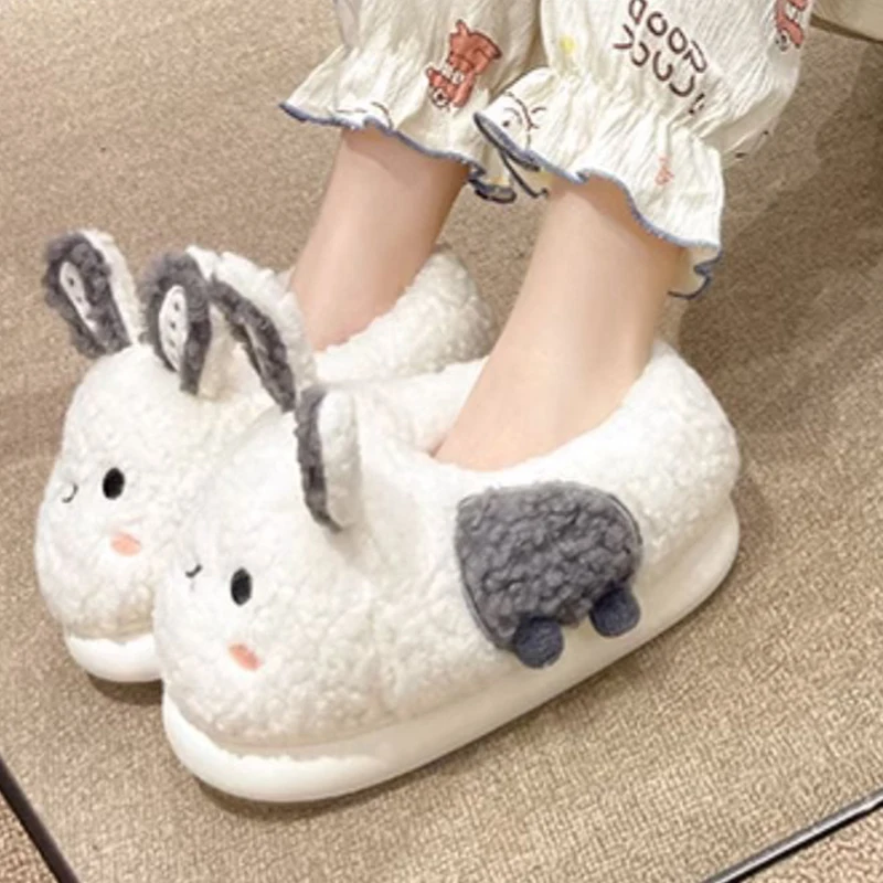 Хлопковые тапочки на толстой подошве для женщин осень-зима домашние плюшевые