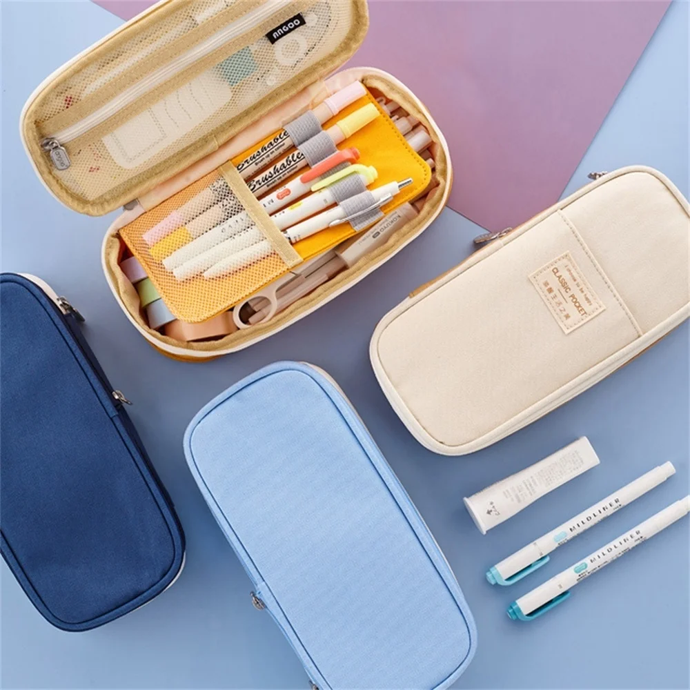 

Classic student pocket pouch creative canvas folding stationery storage case organizer for