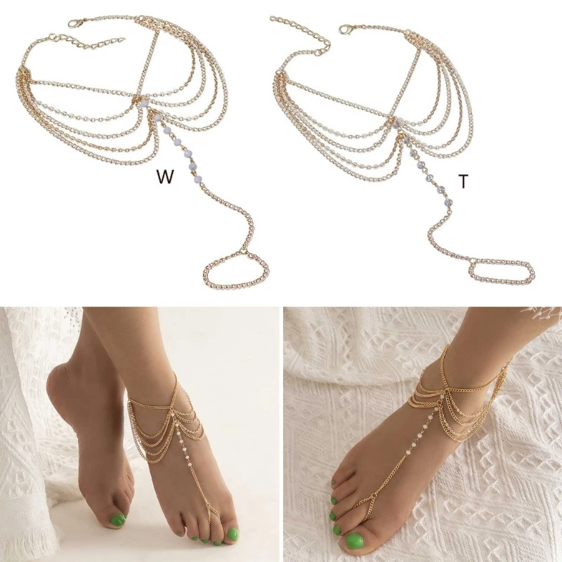 

Dainty Multi-layer Anklet Women Girl Beach Foot Ankle Bracelet Simple Anklet Chain Beach Barefoot Sandal Foot Jewelry