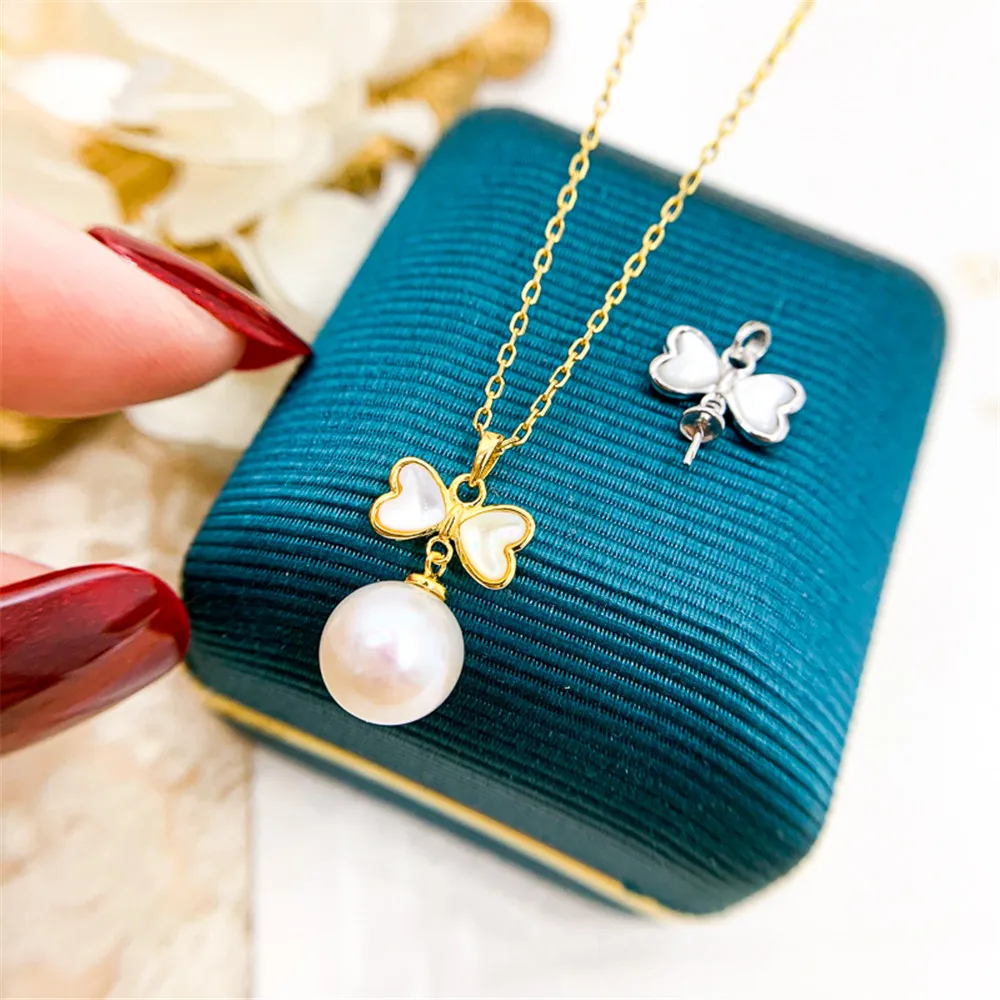

Classic Pearl Pendant Bead Caps Accessories 925 Silver Half Hole Bead Inlay For Women DIY Handmade Pendant Base Making No Pearl