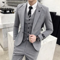 jacketsvestpants 2022 new mens pure cotton business blazersman slim fit three piece casual suitfashion groom dress s 3xl