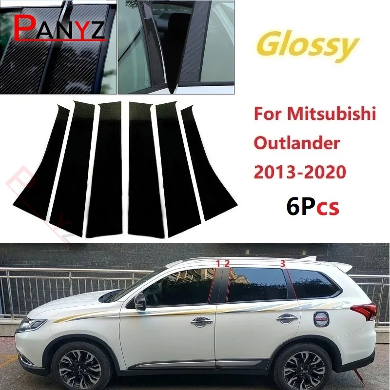 

Polished Pillar Posts For Mitsubishi Outlander 2013-2020 BC Window Trim Cover Column Sticker New 6pcs