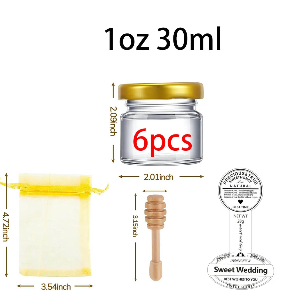 

Мини стеклянная банка для меда с наклейками