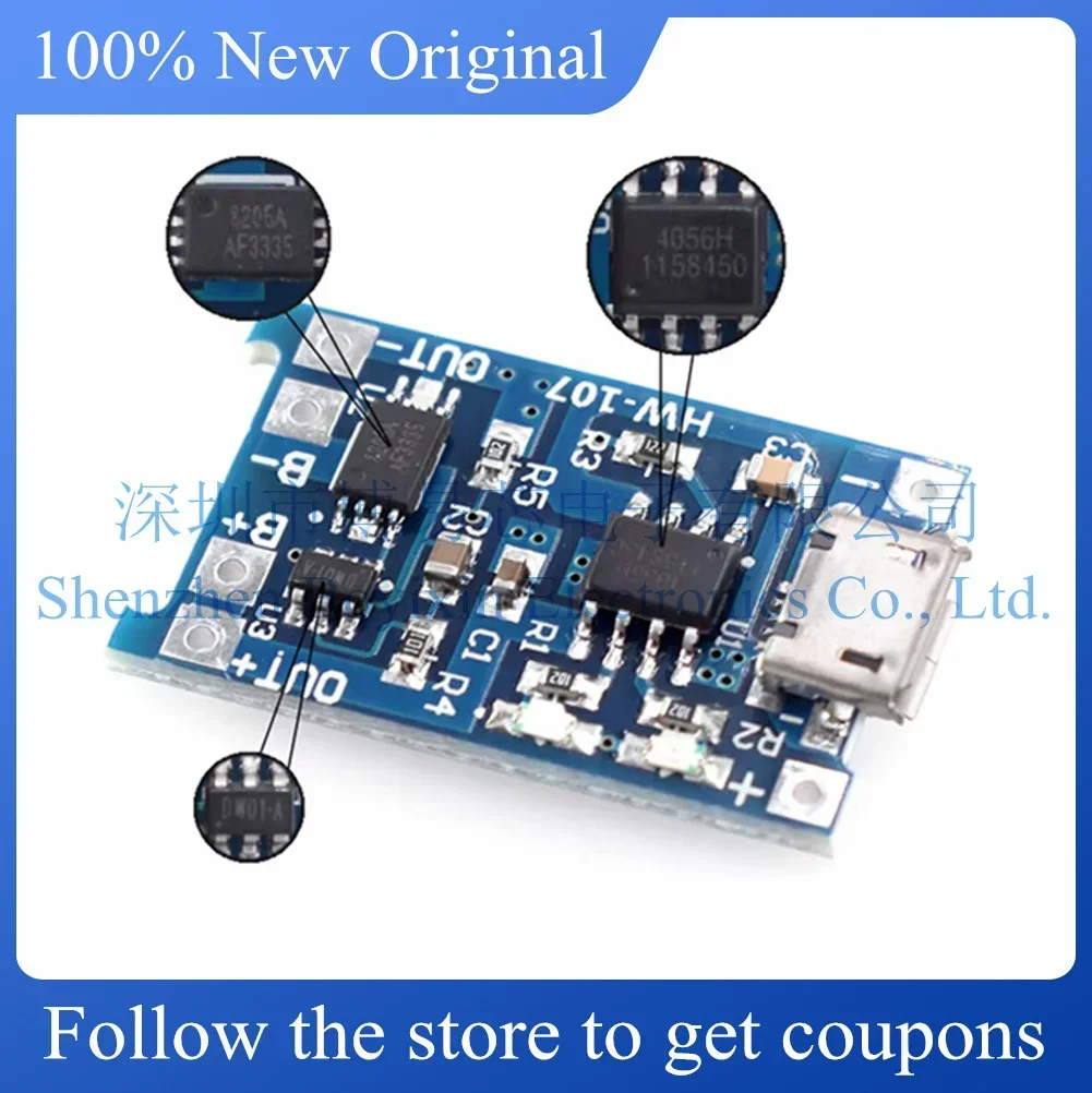 NEW TP4056/18650Lithium battery charging source module board 12V1A Type-C overshoot and over-discharge protection