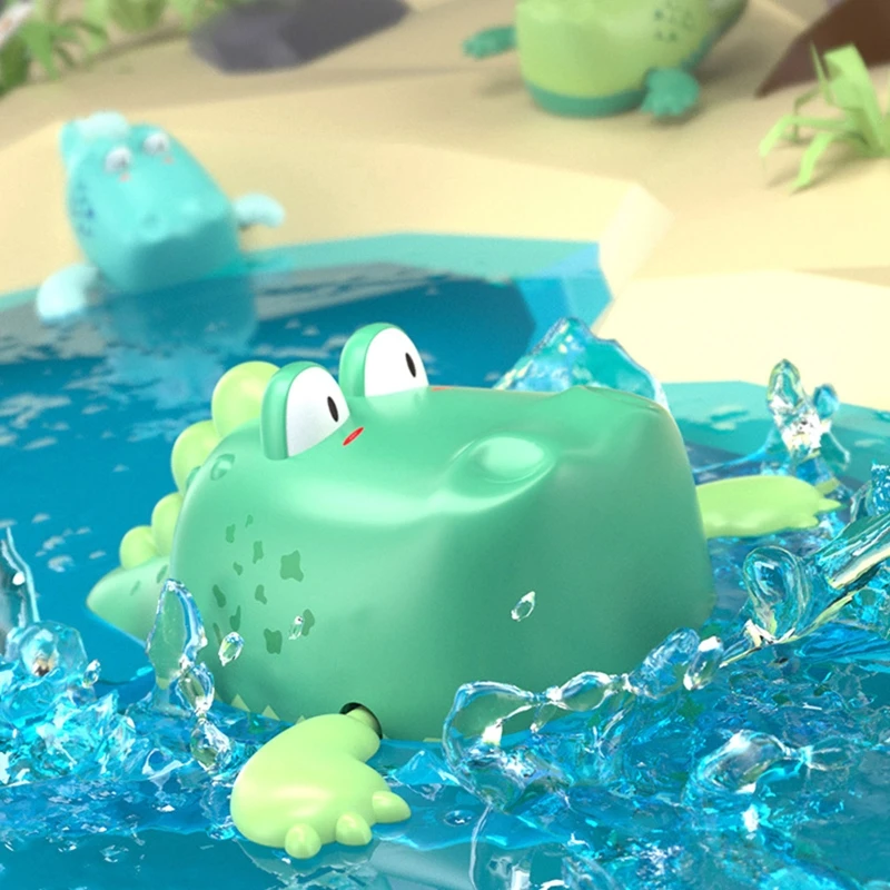 Toddler Shower Winding Toy Swimming Alligator Boat Clockwork Toy Infant Gift Bathing Indoor Beach Toy Baby 4M Bite-Free QX2D