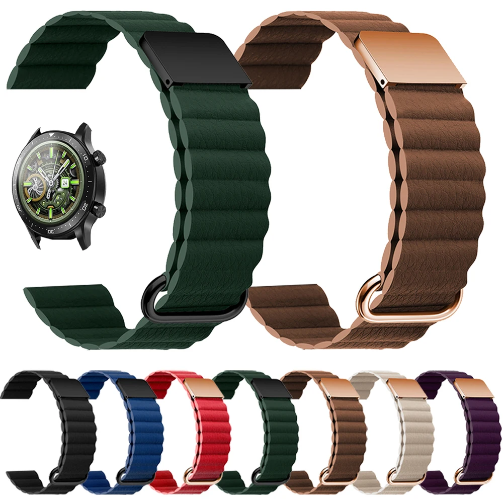 

Ремешок для часов HUAWEI Watch 2 3 Pro, кожаный магнитный браслет из нержавеющей стали для HUAWEI GT 3 2 46 мм 42 мм, 20 мм 22 мм