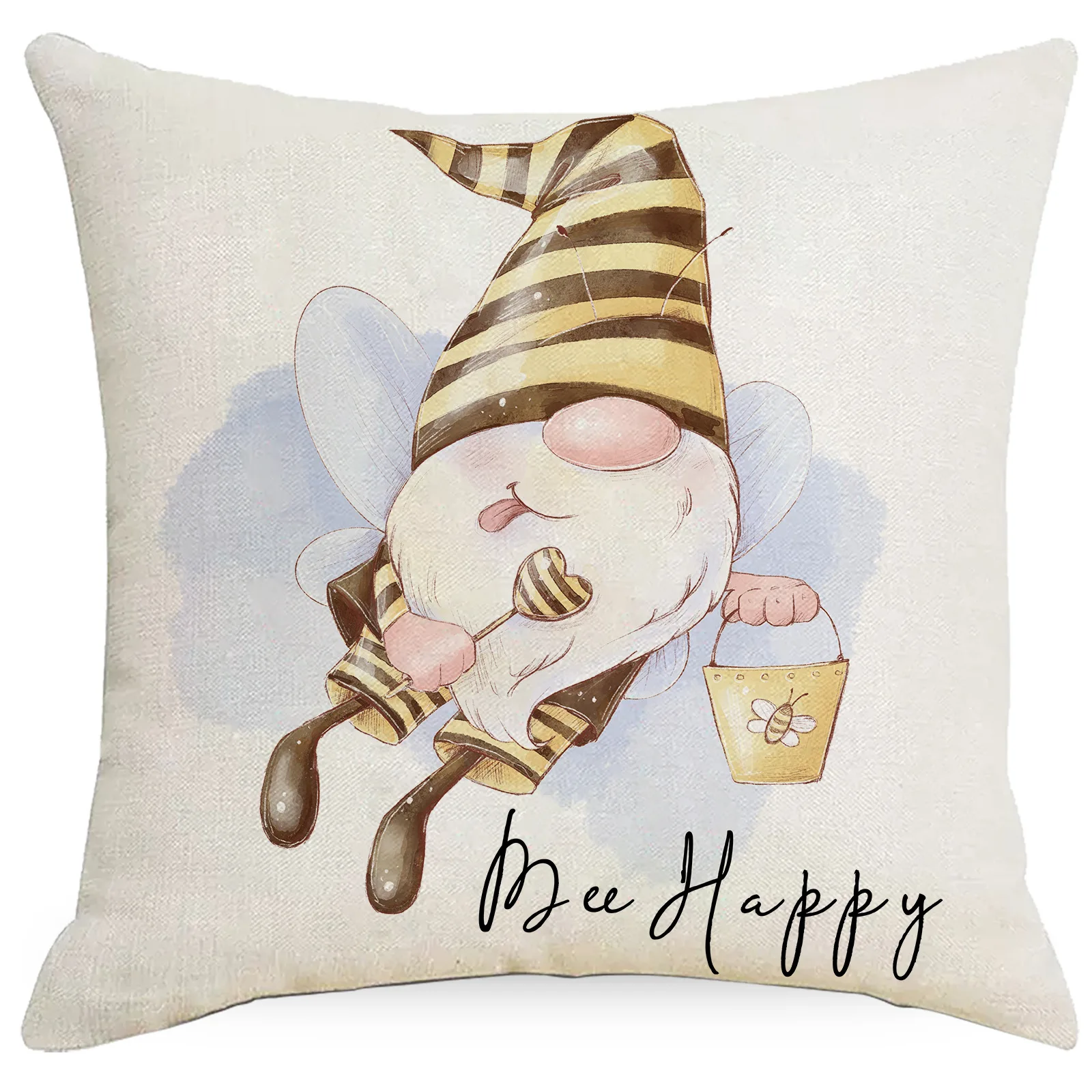 Льняная наволочка с принтом подсолнуха пчела весна-лето Цветочная Подушка для