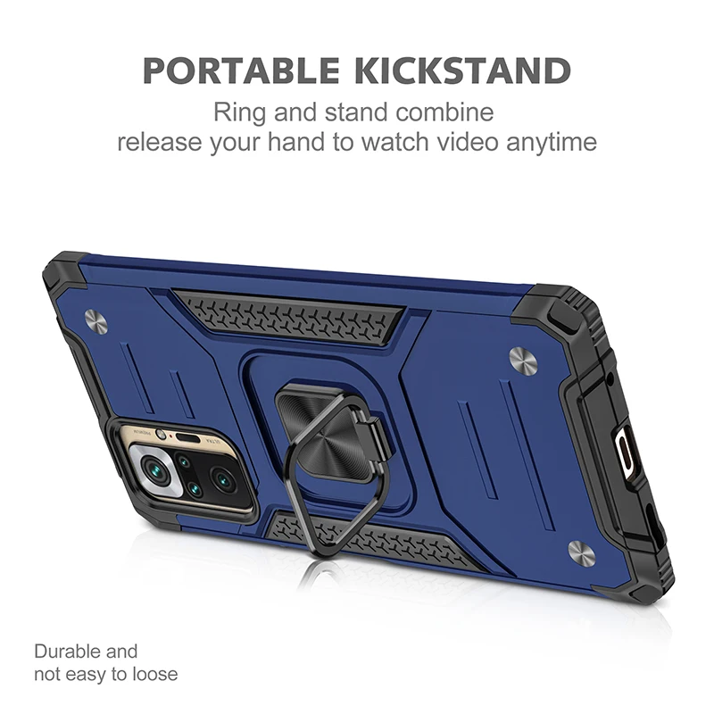 Rugged Back Cover For Xiaomi Redmi Note 9 9S 9T 10S 10 Pro Max 5G Ring Stand Holder Shockproof Case For POCO X3 Pro NFC Coque
