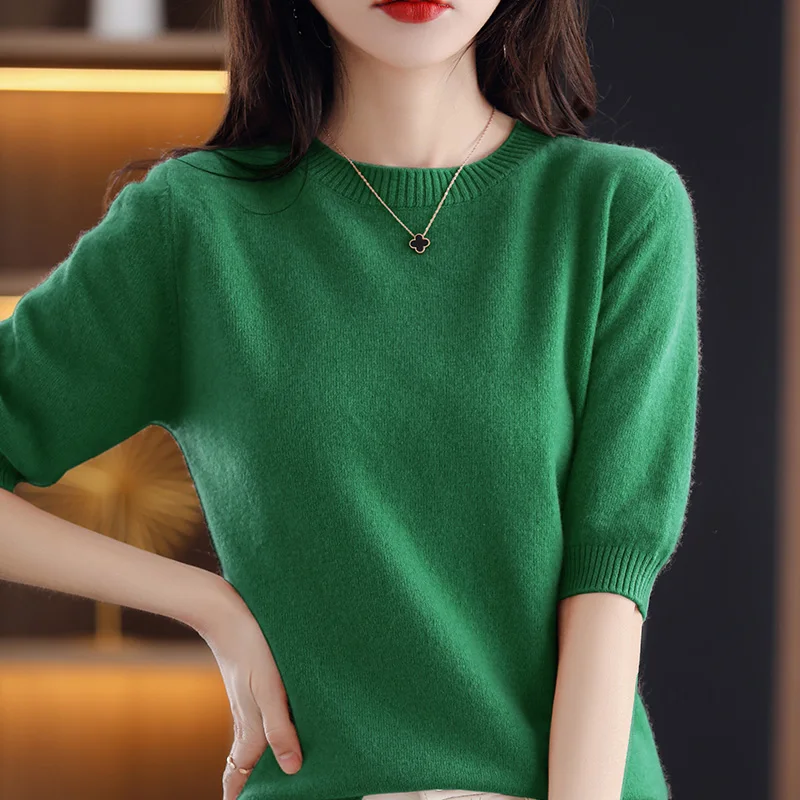 Женские кашемировые шерстяные вязаные пуловеры с круглым вырезом Свободный