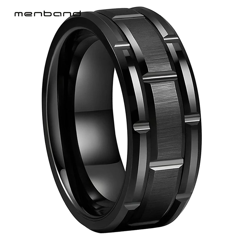 

8mm Black Mens Tungsten Carbide Ring Womens Wedding Band Polish Matte Comfort Fit
