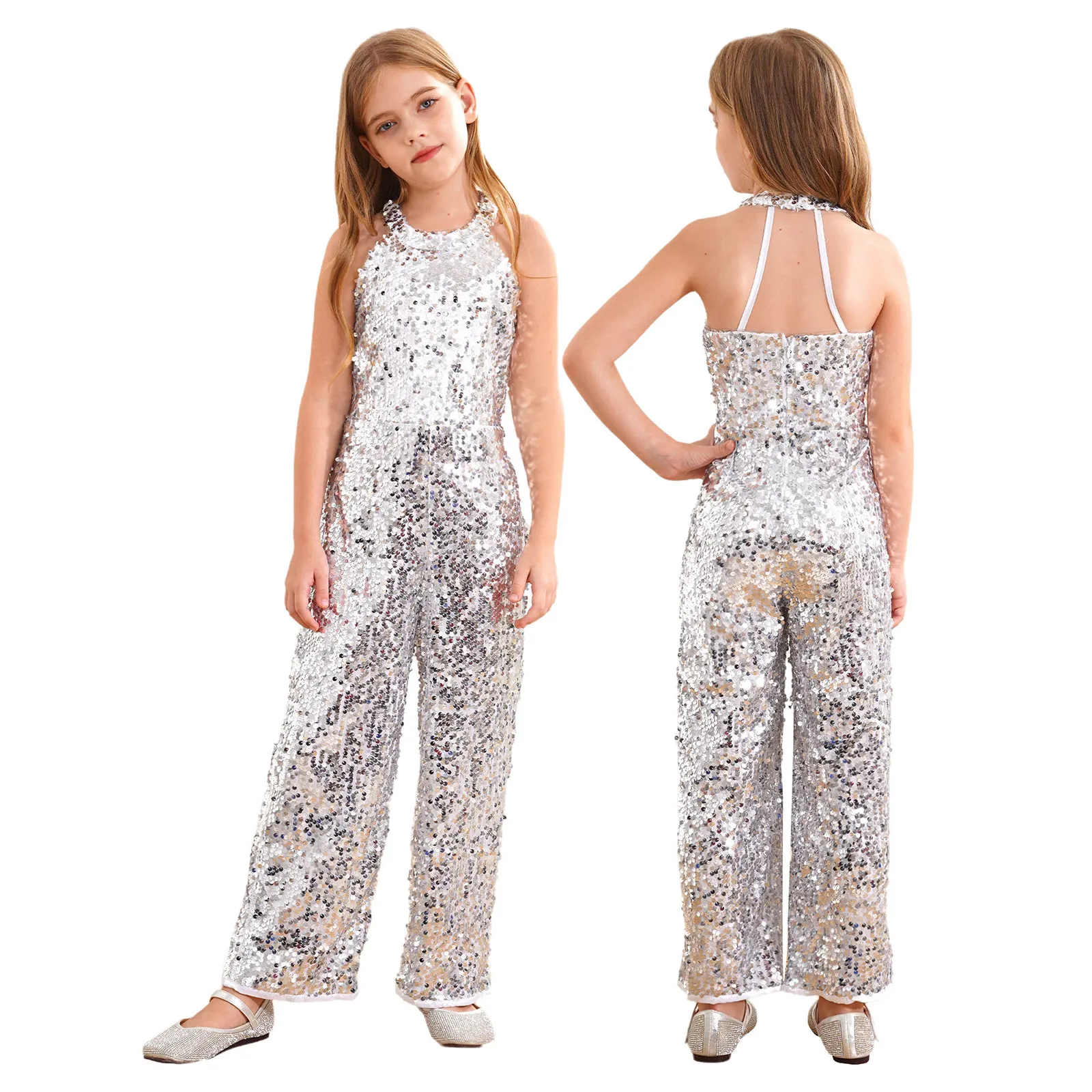 Детский комбинезон для джазовых танцев девочек блестящие комбинезоны без