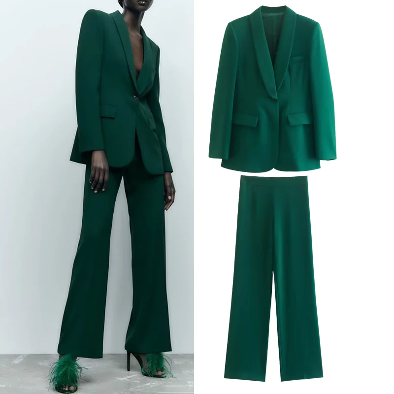 

Blazer Suits 2022 New Fashion Office Elegant Ladies Suits Chic Straight High Waist Pants Suits Women Fashion Street Warm Suits