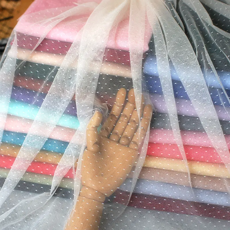 

1.6m wide multi-color polka dot mesh fabric clothing lace fabric diy handmade cloth home textile curtain decoration