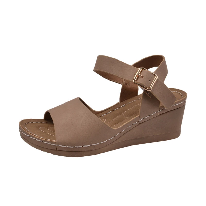 

2022 New Summer Wedges Sandals Women Ankle Buckle Platform Rome Sandalias Mujer Open Toe Thick Sole Non-slip Casual Shoes