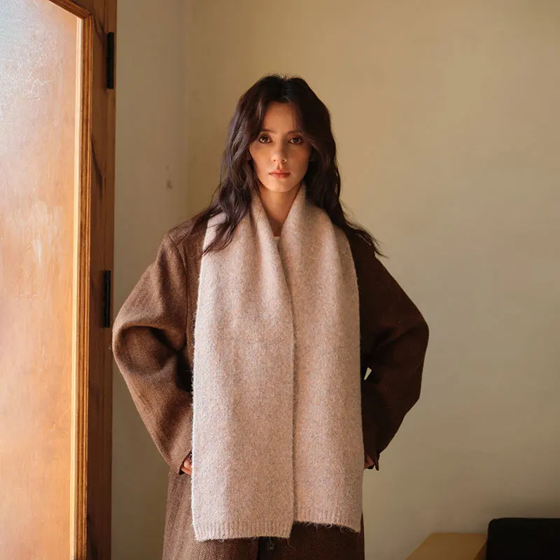 USPOP Зимний вязаный шарф из смесовой шерсти для женщин с искусственным бантом