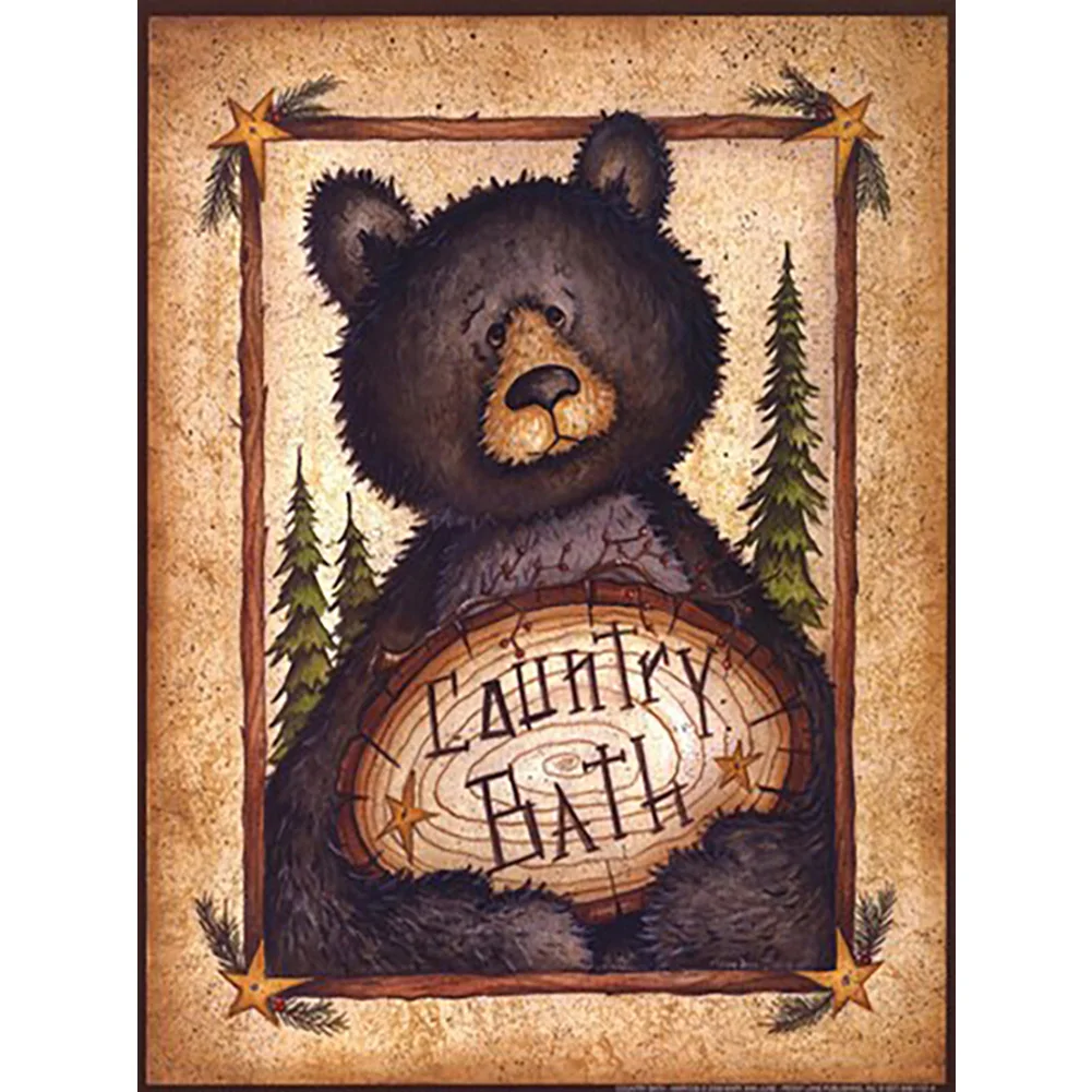 Круглая Алмазная мозаика детский набор с мультяшным медведем простое творчество