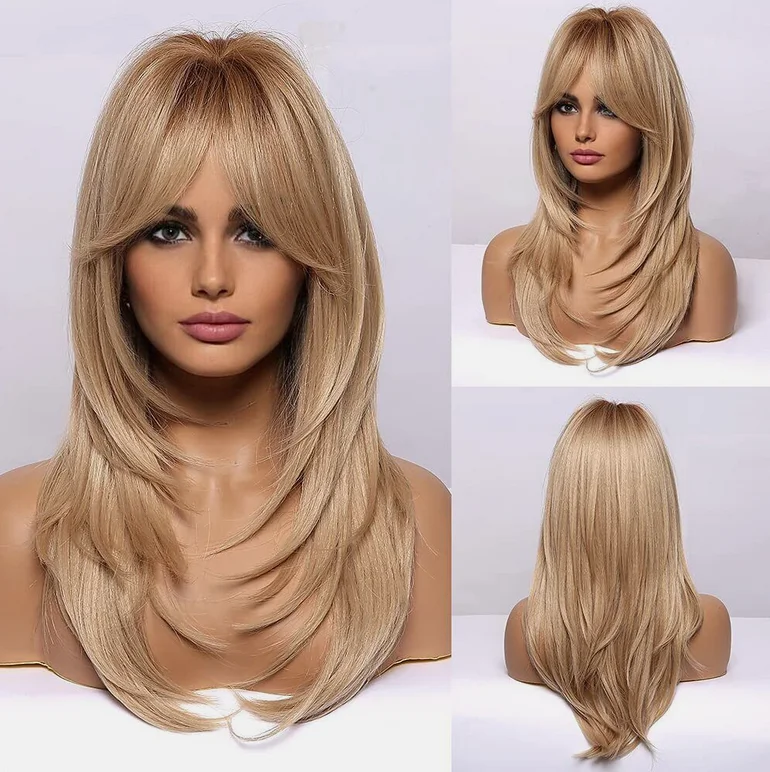 Длинные пепельно-русые парики для женщин многослойный парик из синтетических