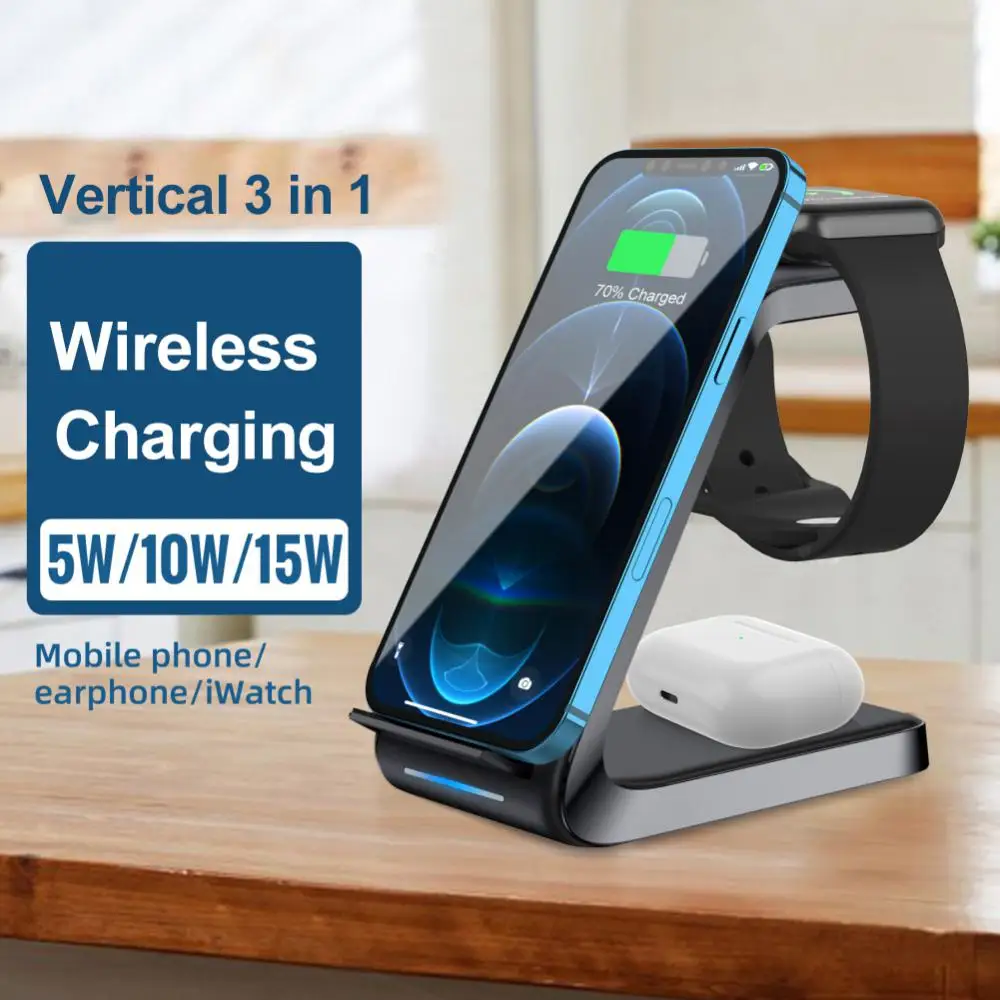 

Charging Station Multi-function Fast Charging 15w Desktop 3-in-1 For Apple 12/13/14 Phones Smart Charging Indicator Hot Led