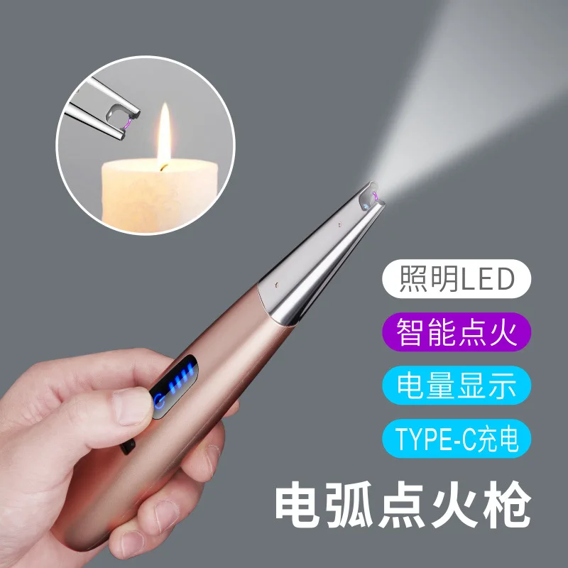 

2023 New LED Lighting Kitchen Outdoor Camping Arc Igniter Windproof USB Pulse Intelligent Ignition Type-C Charging Interface