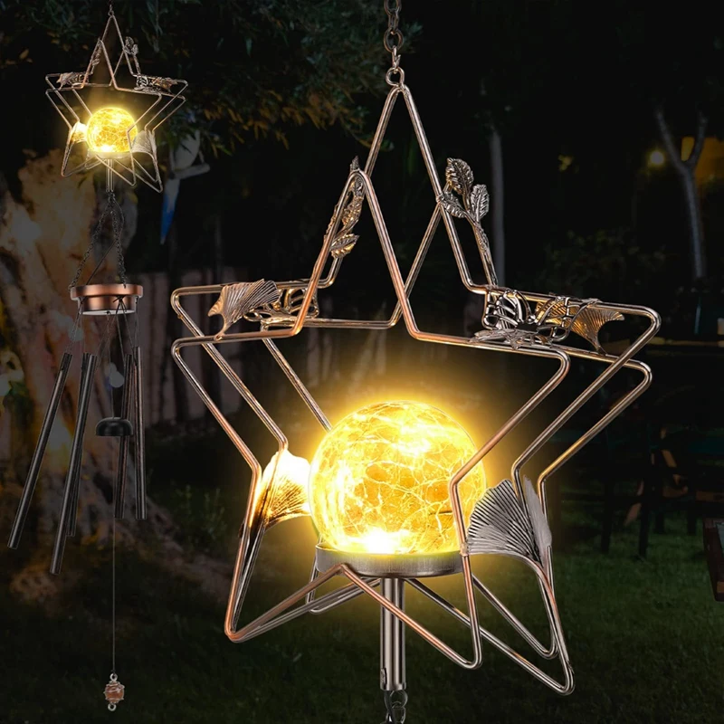 

Wind Chimes For Outside, Star Solar Windchimes Outdoors, Waterproof LED Glass Ball Wind Chime, Garden Decor