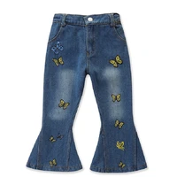 kids girls jeans butterfly childrens flared pants baby toddler jeans spring new trousers of girls hot sale printing trousers
