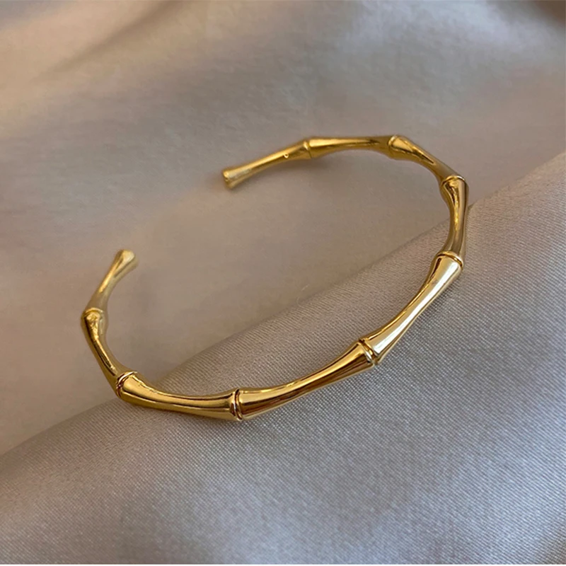 

New Transfer Bracelet Gold Bamboo Open Bracelet 2022 Trend Simple Bracelet Ladies Men Romantic Party Gifts Fashion Jewelry