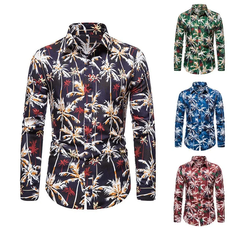 

2022 spring and autumn new men's casual long-sleeved shirt men's floral print loose large size shirt men designer clothes men