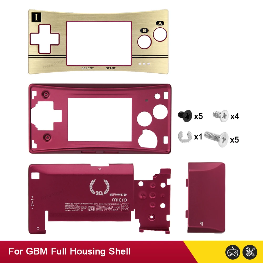 4 IN 1 Limited Version Metal Housing Shell Case Front Faceplate Cover Back Battery Holder for Nintendo Gameboy Micro GBM Case