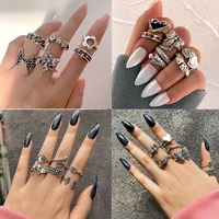 knuckles set of rings punk for women 2022 trend butterfly snake heart moon accessories jewelry lot aesthetic ring on phalanx