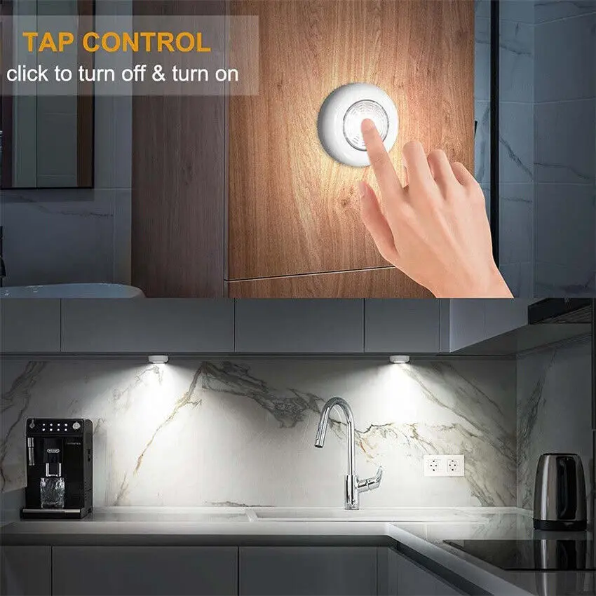 

COB Touch Cabinet Lamp Round LED Night Lights Living Room Bedroom Wardrobe Corridor Lighting Emergency Light Wireless Wall Lamps