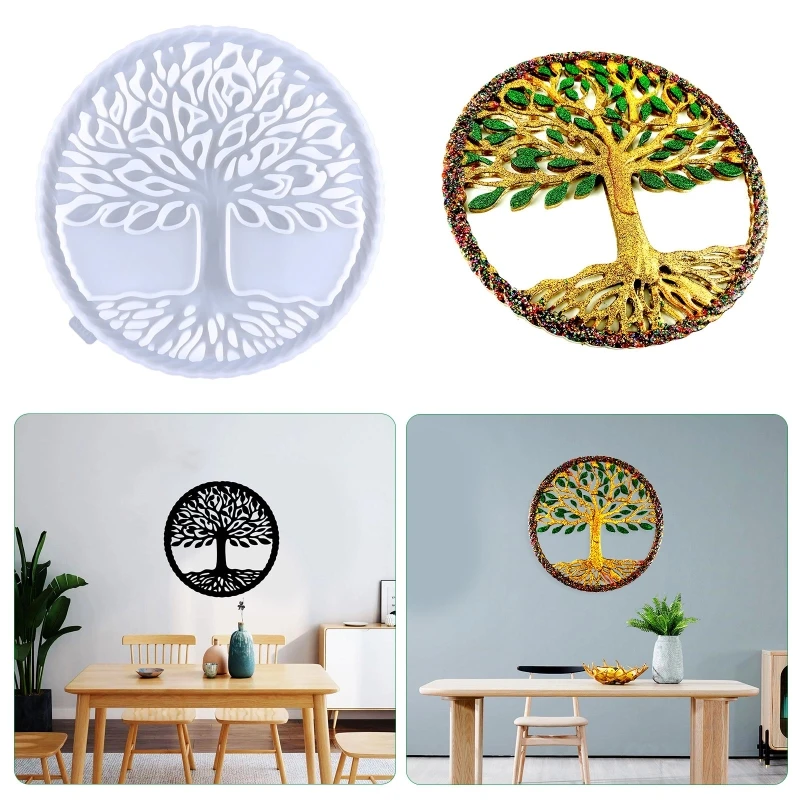 Tree of Life Wall Decoration Crystal Epoxy Resin Mold Wall Hanging Silicone Mould DIY Craft Casting Tool