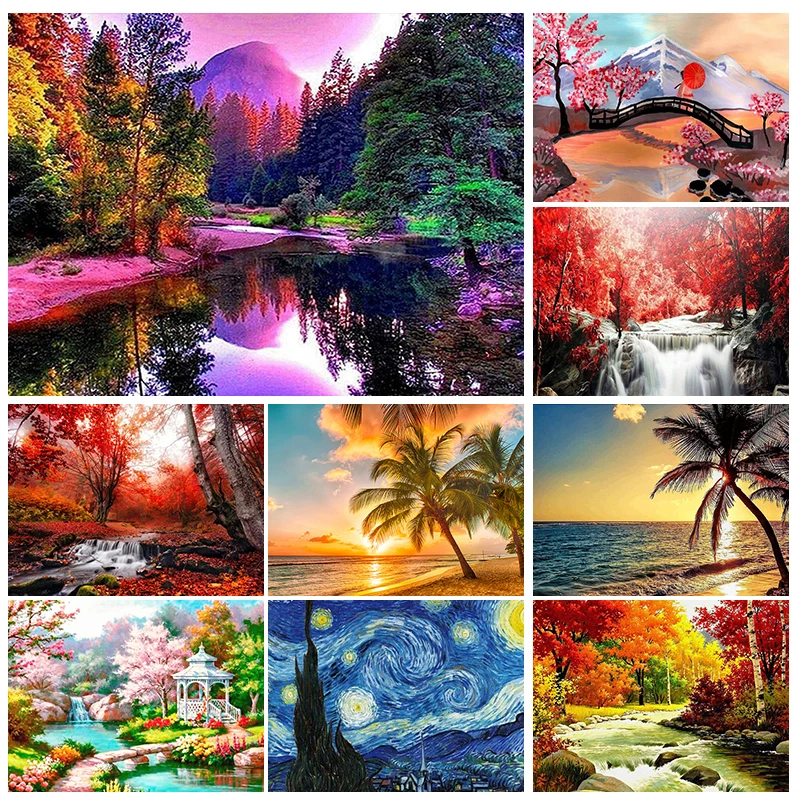 

DIY 5D Diamond Painting Landscape Full Drill Diamond Mosaic Hand Inlaid Rhinestone Embroidery Home Decor Gift