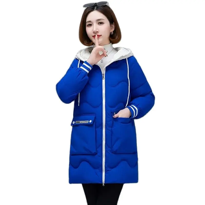 

2023 Winter Women Jacket Coats Long Parkas Female Down Cotton Hooded Overcoat Thick Warm Jackets Windproof Casual Student Coat